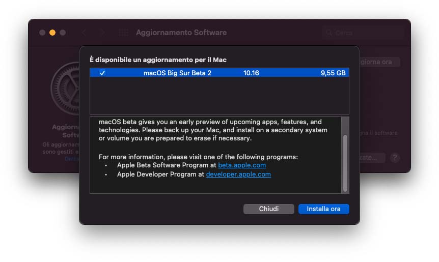 Seconda beta di macOS 11 Big Sur agli sviluppatori