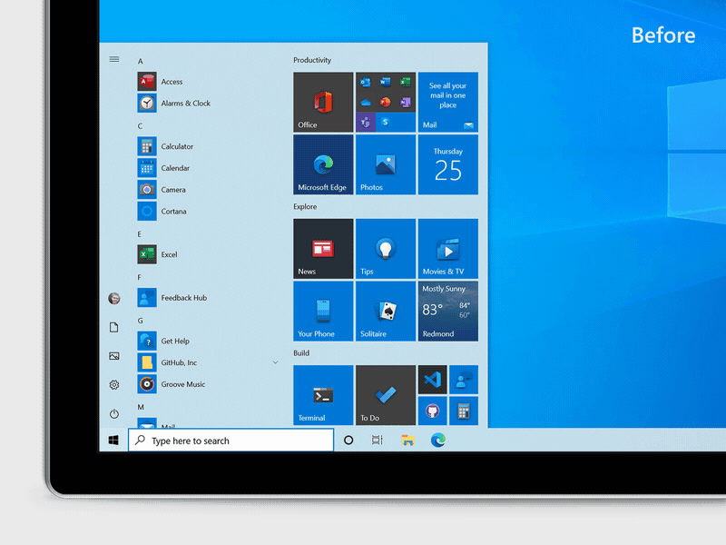 Microsoft lavora al rinnovo del menu Start di Windows 10