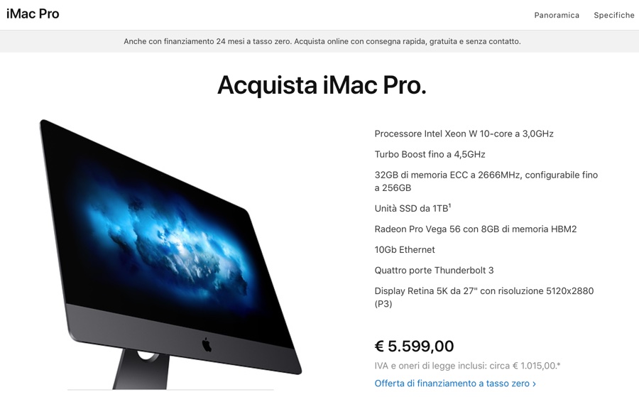 Apple annuncia iMac 21,5 con unità SSD e iMac Pro con nuovo processore