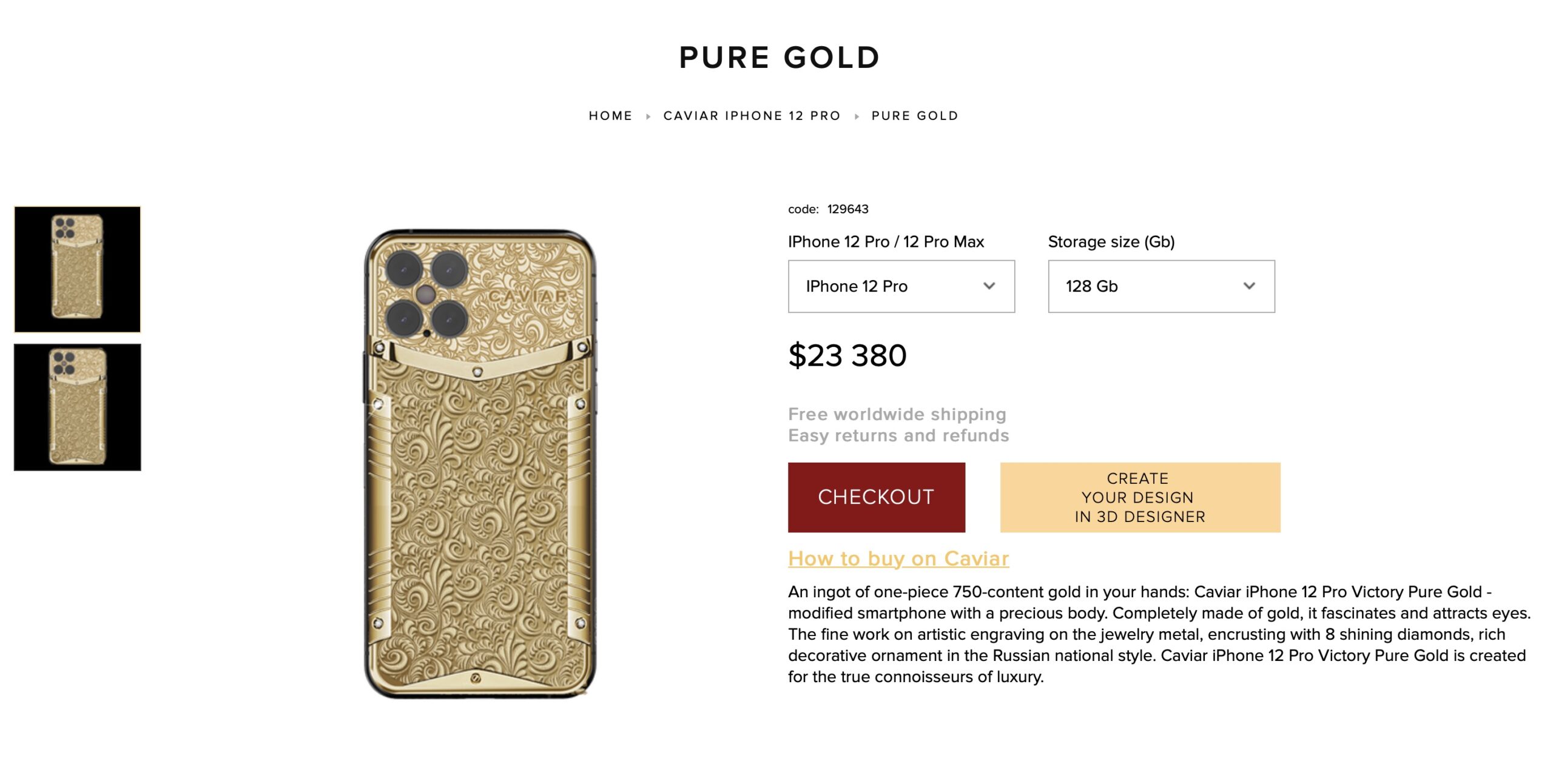 Preordinate il vostro iPhone 12 da Caviar, potete averlo anche in oro