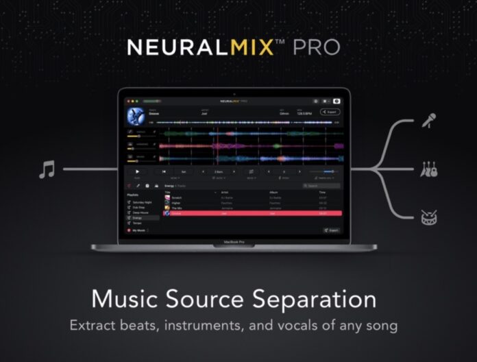 NeuralMix PRO su Mac isola voce, parte ritmica armomica delle canzoni per loop, remix e karaoke