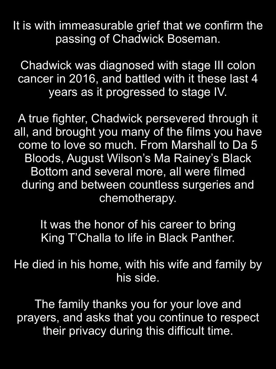 L’ultimo tweet di Chadwick Boseman è il più apprezzato di sempre