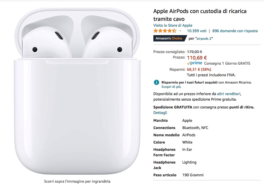 Airpods 2 ad un prezzo “cinese”: 110,69 eur. È il più basso di sempre!