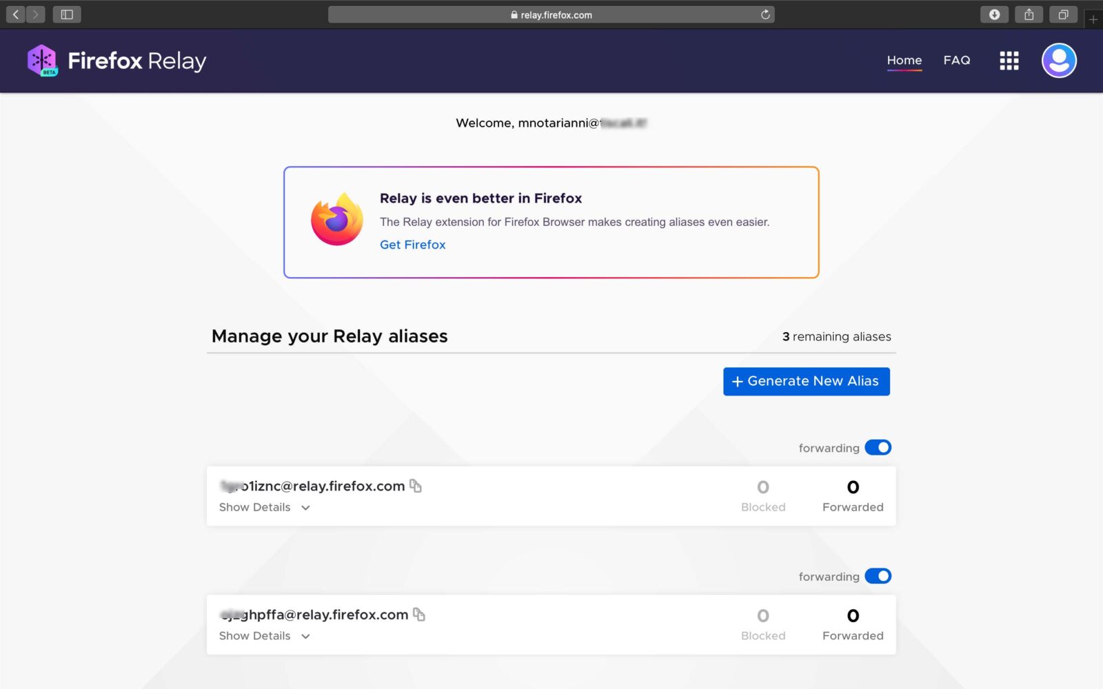 Firefox Relay rende facile creare alias degli indirizzi mail