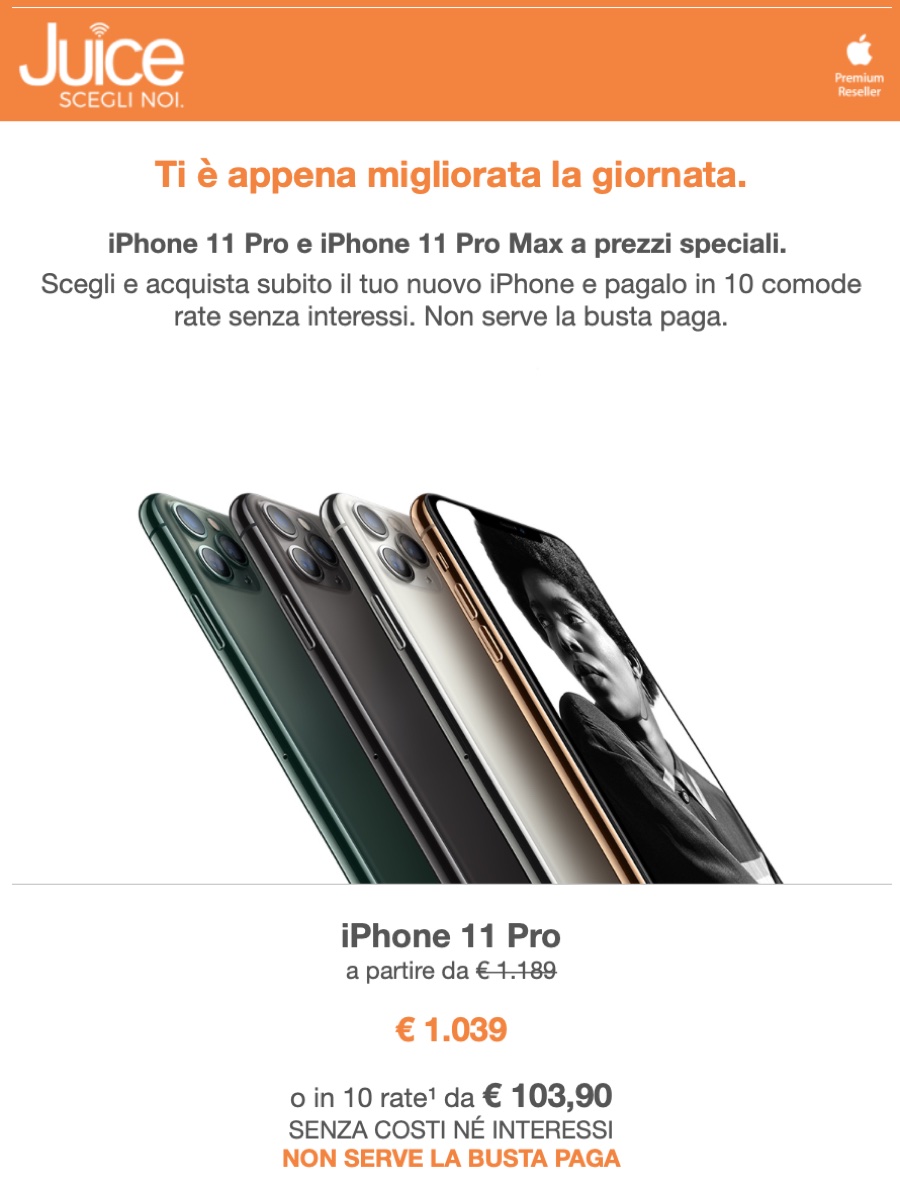 Juice straccia il prezzo di iPhone 11 Pro, 11 Pro Max, XS Max e iPhone 7