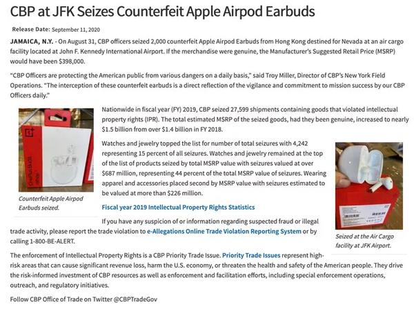 La dogana USA ha scambiato auricolari OnePlus per AirPod contraffatti