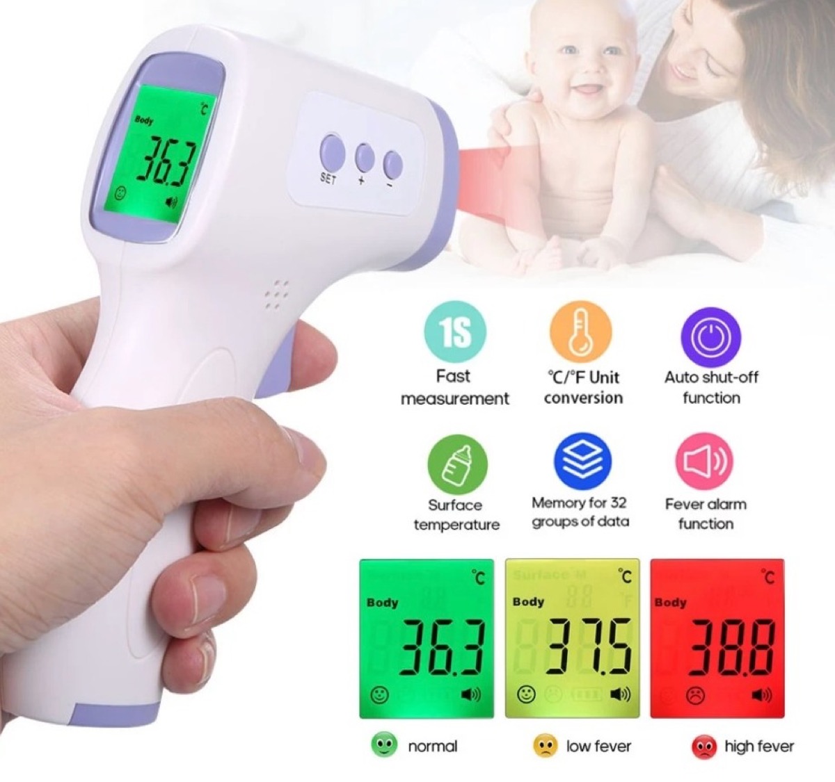 Solo 8 € termometro a infrarossi senza contatto per misurare la febbre