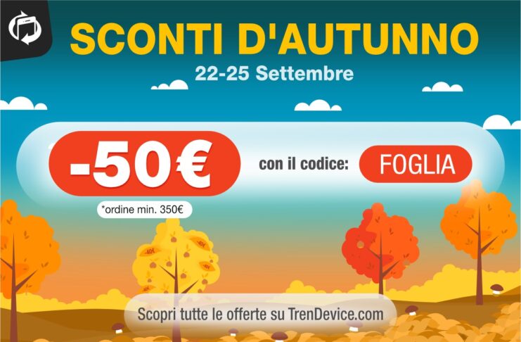 Sconti d’autunno su TrenDevice: -50 € su Smartphone e Tablet Ricondizionati