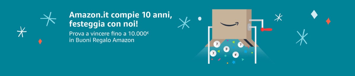 Amazon compie 10 anni e lancia il concorso: si possono vincere 10.000 euro