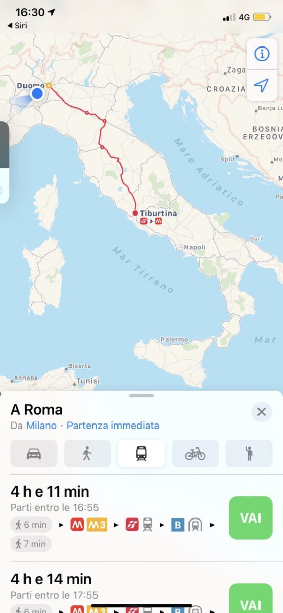 Apple Mappe amplia Transit con i mezzi pubblici in Italia