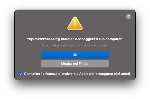 Ad alcuni utenti Mac le stampanti HP segnalano un malware nei driver