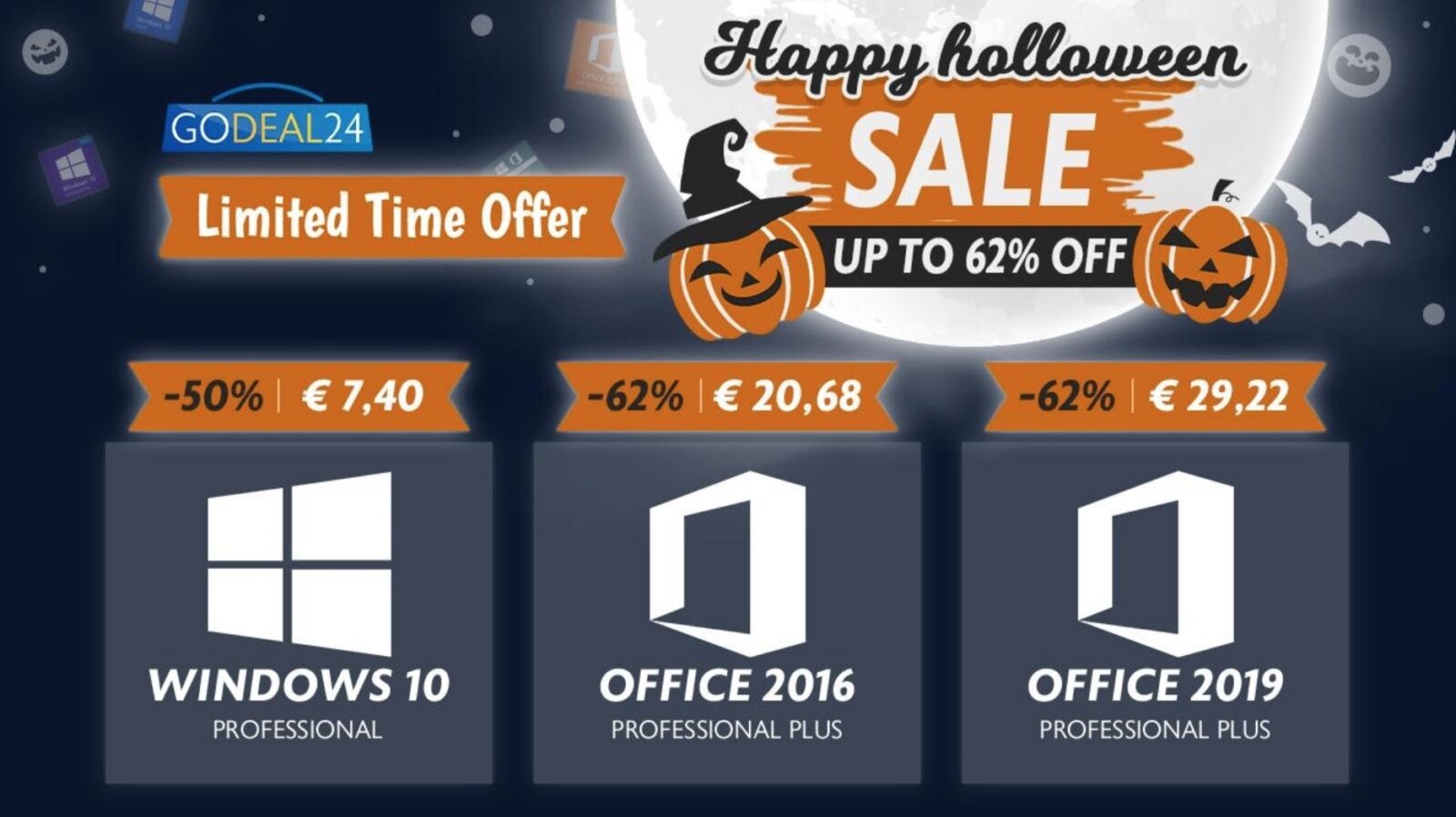 Solo 6 € Windows 10, solo 15 € Office: offerte Microsoft da paura per l’Halloween di GoDeal24.com