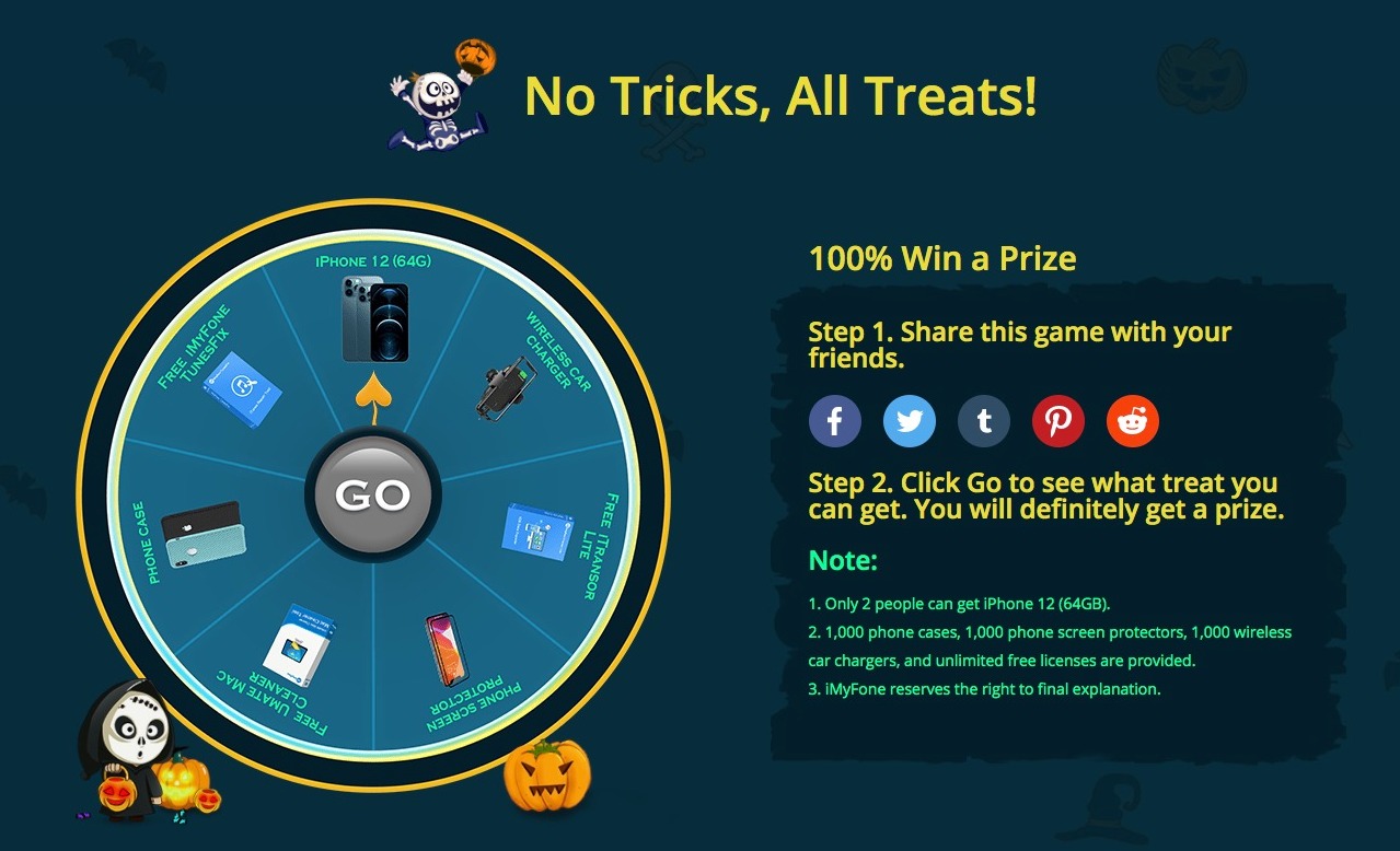 Provate a vincere un iPhone 12 con le offerte Halloween di iMyfone: molti gli sconti disponibili