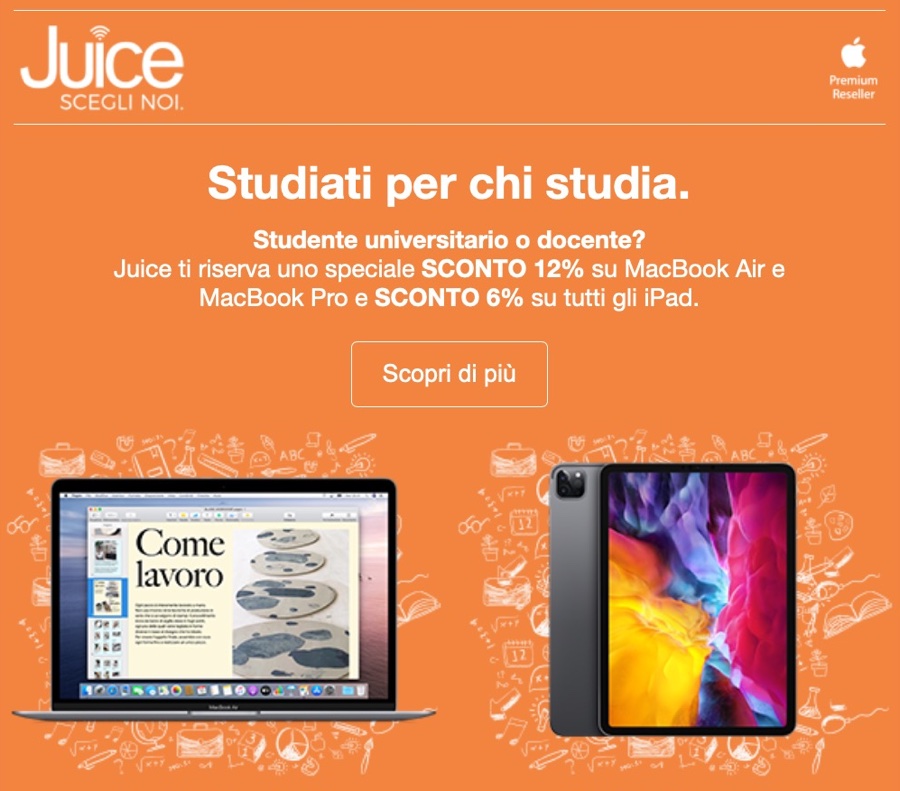 Da Juice super sconti su Mac e iPad per docenti e studenti