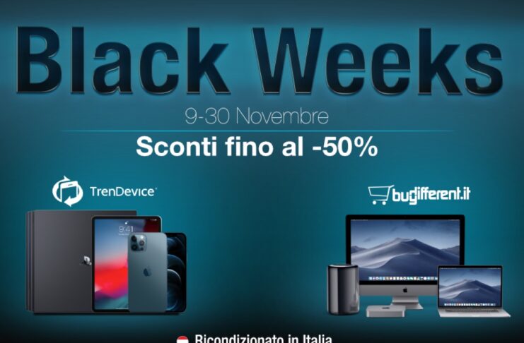 Sconti Black Weeks TrenDevice e BuyDifferent: fino al -50% su tutti i Ricondizionati. iPhone X da 389,90 €, iPhone 8 da 219,90 €