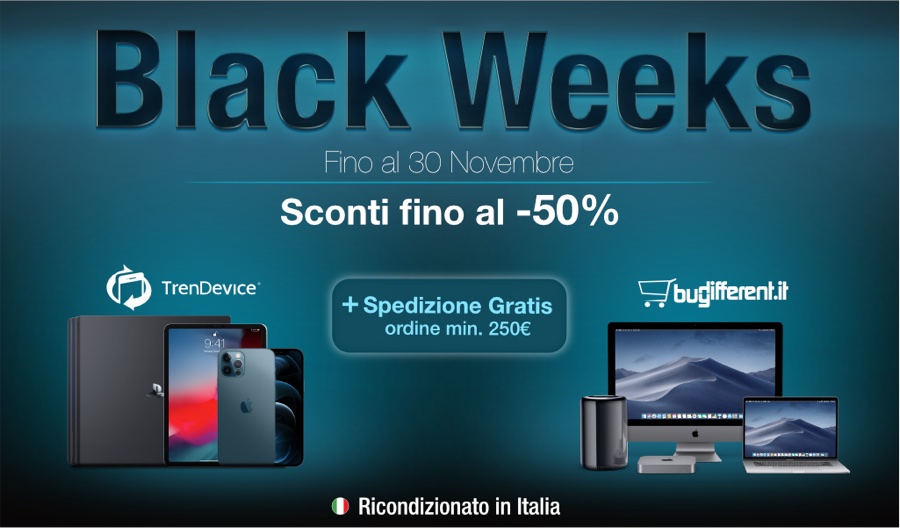 iPhone e Mac scontati fino al -50% e spedizione gratis con il Black Friday TrenDevice e BuyDifferent