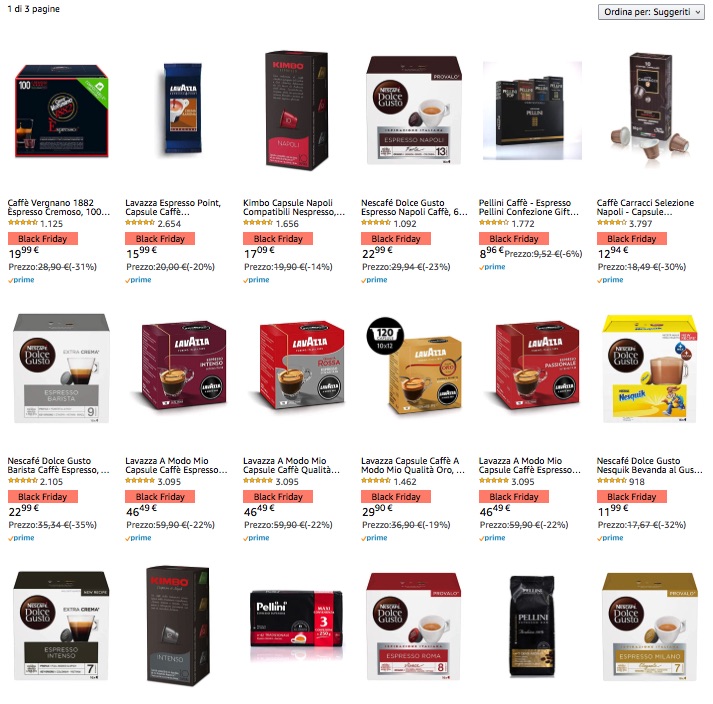 Black Friday: caffè in polvere, grani e capsule in forte sconto Black Friday: caffè in polvere, grani e capsule in forte sconto