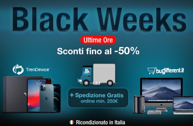 Ultime ore Black Weeks: iPhone e Mac scontati fino al -50% con spedizione gratis, su TrenDevice e BuyDifferent