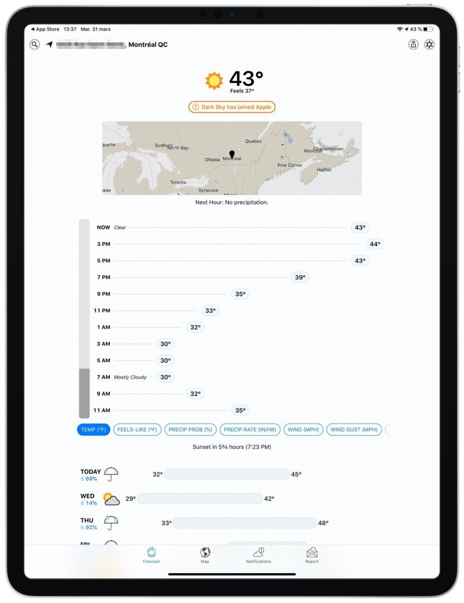 Dark Sky, aggiornata l’app di meteorologia acquisita da Apple