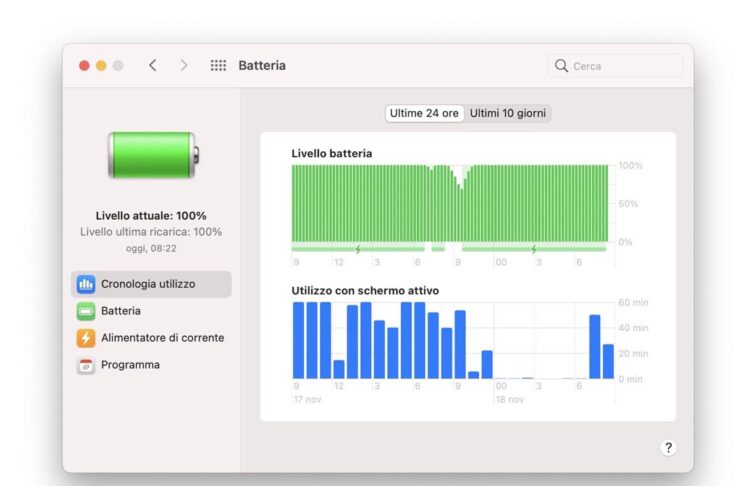 Sui Mac con CPU M1 non c’è l’opzione “Gestione stato batteria” nelle Preferenze