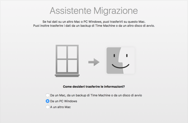 macOS Big Sur, Apple ha aggiornato l’utility Assistente Migrazione per Windows