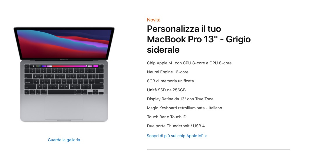 Tutti i prezzi dei nuovi Mac con processore Apple M1