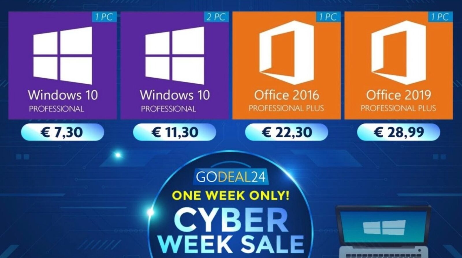 Solo 5 € per Windows 10 e fino al 95% di sconto su altri prodotti Microsoft nel Cyber Monday di Godeal24