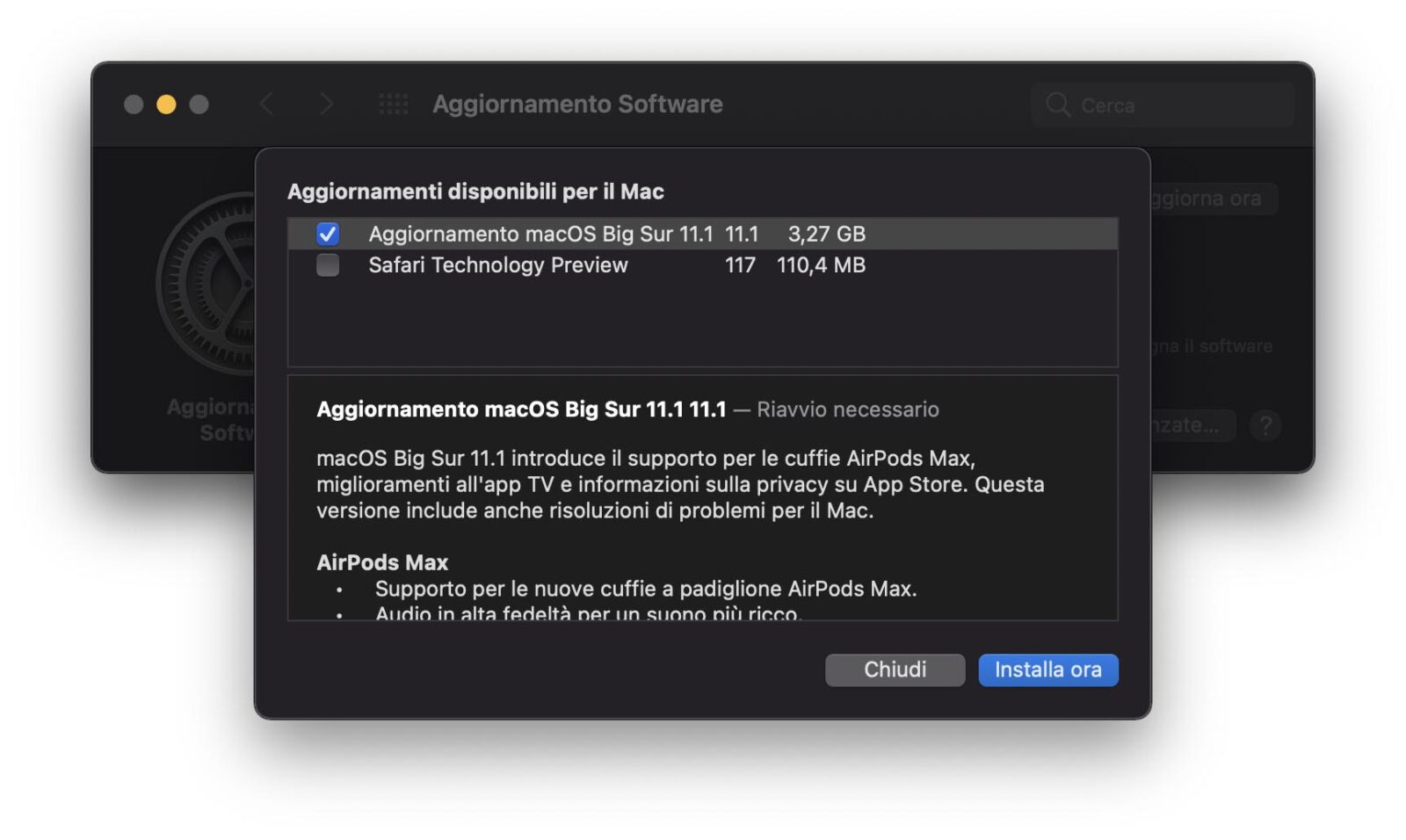 Disponibile l’aggiornamento a macOS Big Sur 11.1