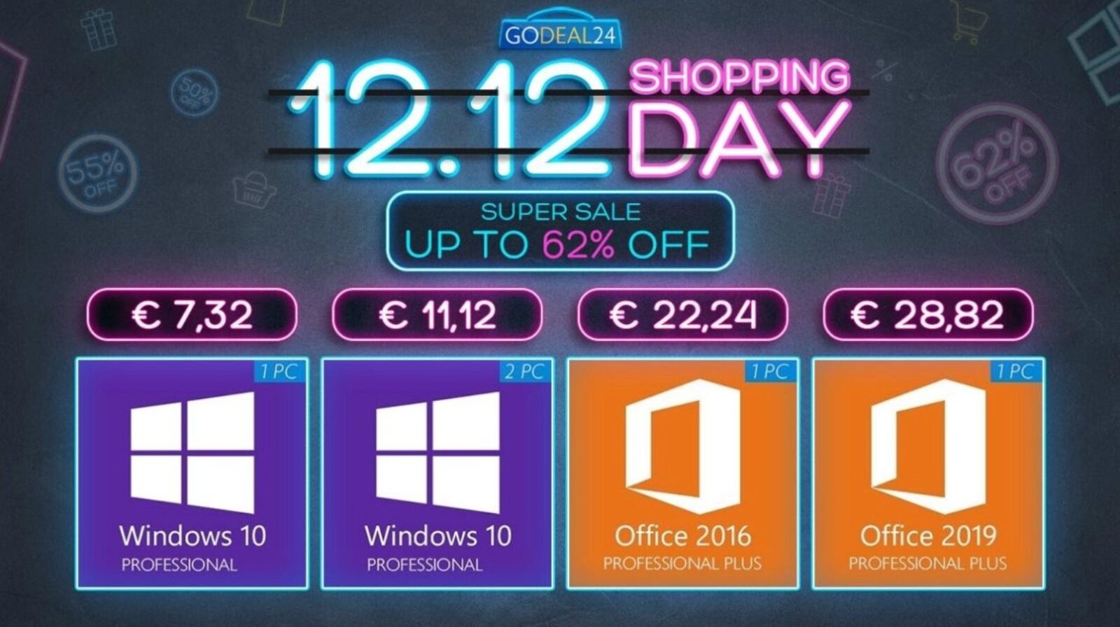Solo 5 € per Windows 10 e fino al 88% di sconto su prodotti Microsoft su GoDeal24
