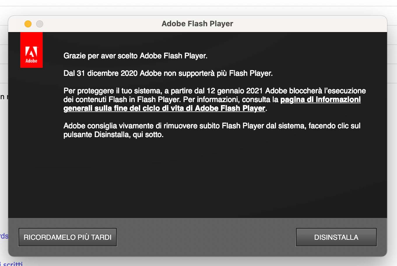 Adobe Flash Player morirà definitivamente a fine mese