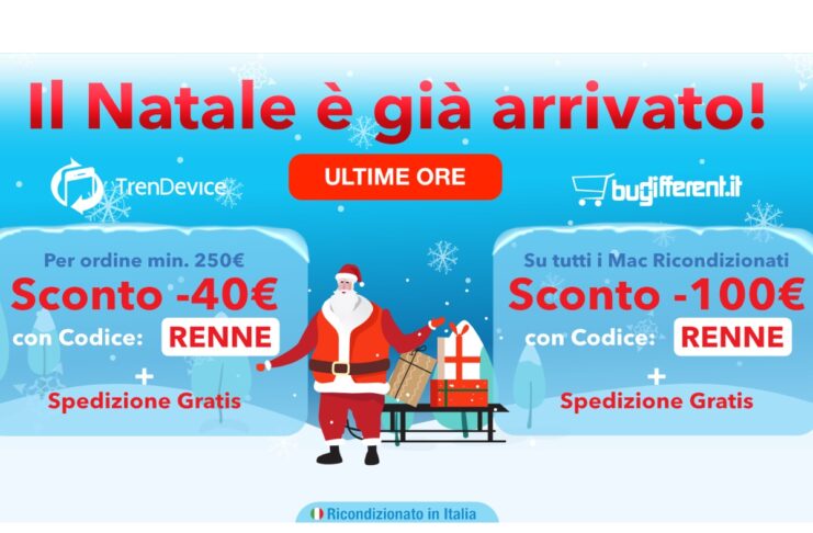 Ultime ore: il meglio dell’Hi-Tech Ricondizionato con Sconti fino a -100€ e Spedizione Gratis su TrenDevice e BuyDifferent.