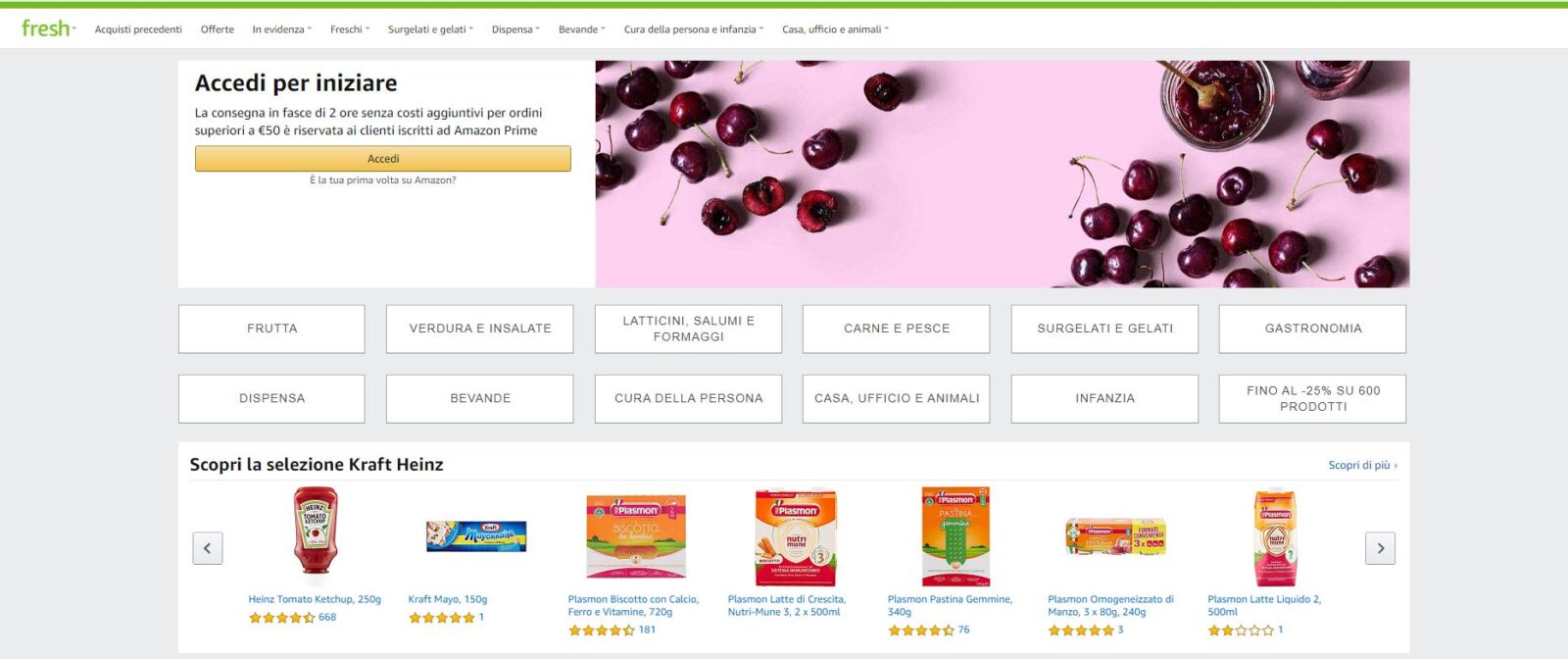 Amazon Fresh a Milano come opzione di consegna della spesa in giornata