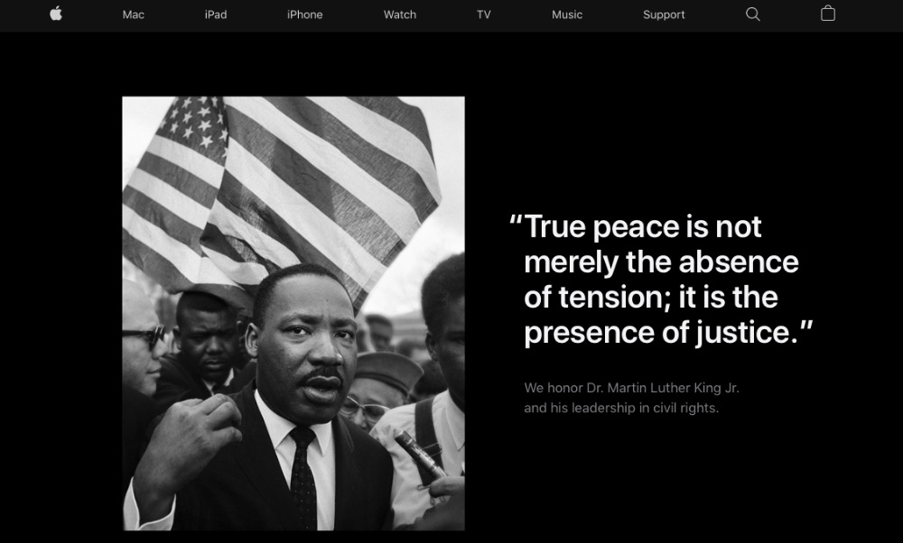 Apple rende omaggio a Martin Luther King Jr. nella homepage