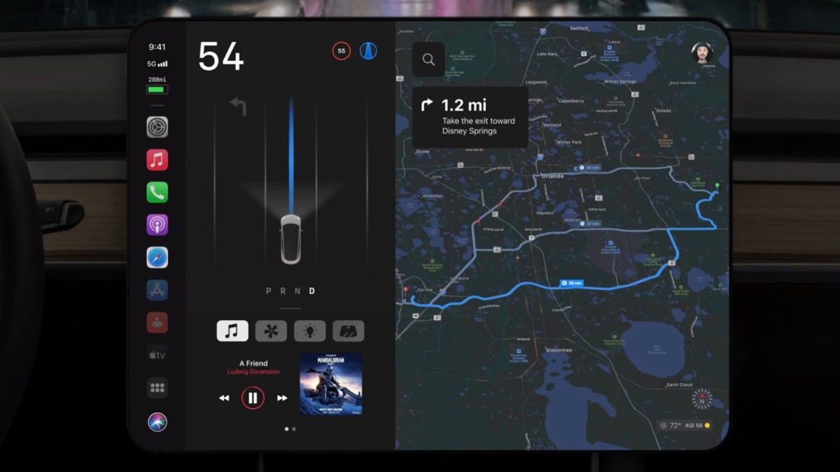 CarPlay immaginato su una Apple Car in stile Tesla, il video