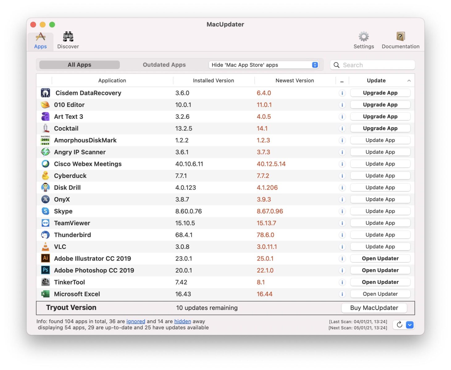 Macupdater individua tutte le app da aggiornare sul Mac