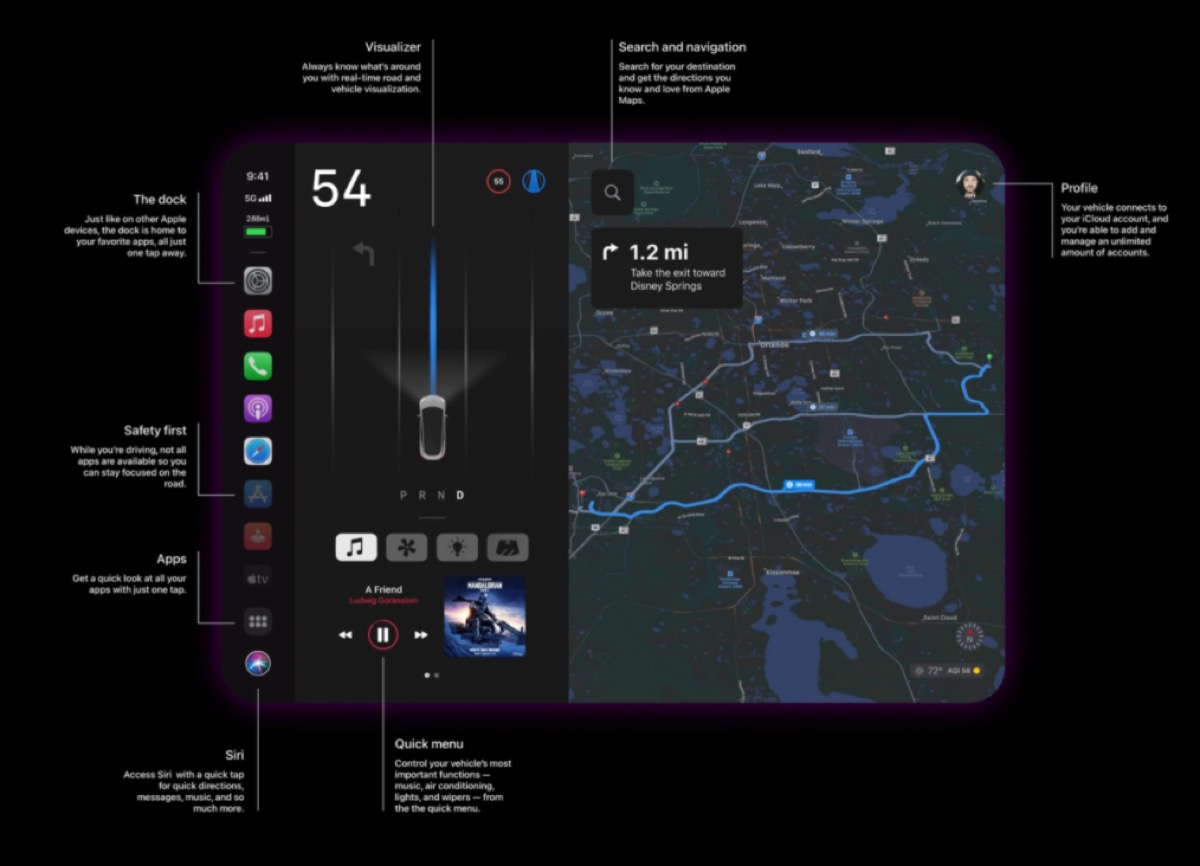 CarPlay immaginato su una Apple Car in stile Tesla, il video CarPlay immaginato su una Apple Car in stile Tesla, il video