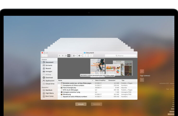 Il concept di Time Machine per iOS