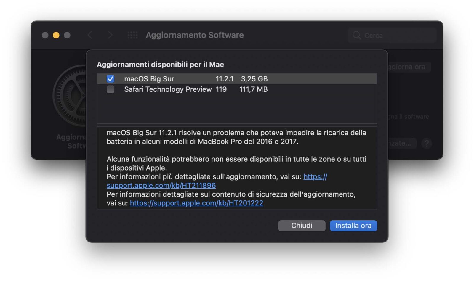 Disponibile macOS 11.2.1: corretto bug con la batteria e falla con comando “sudo” Disponibile macOS 11.2.1: corretto bug con la batteria e falla con comando “sudo”