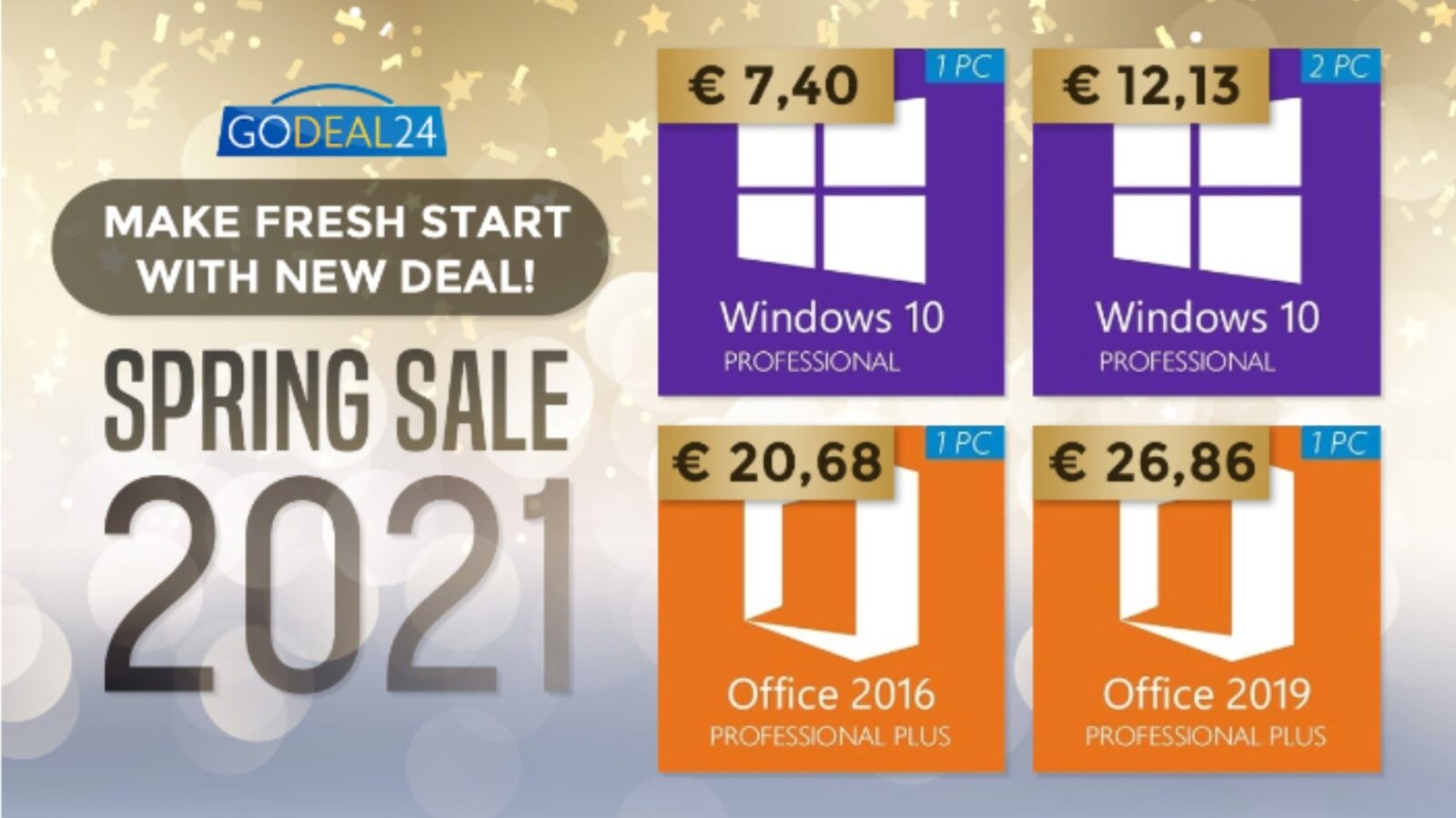 Solo 7 € per Windows 10, solo 15 € per Microsoft Office: gli sconti di primavera su Godeal24