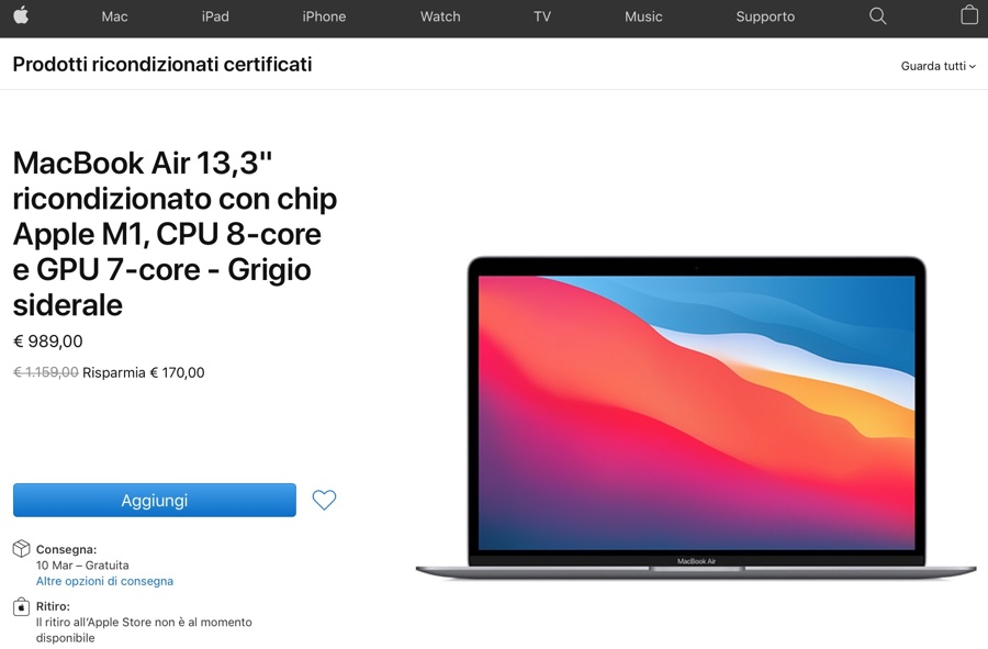 Apple inizia a vendere Mac M1 ricondizionati in Italia