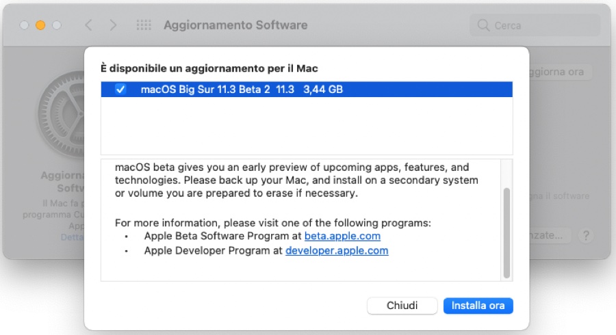 Apple rilascia la seconda beta pubblica di macOS Big Sur 11.3