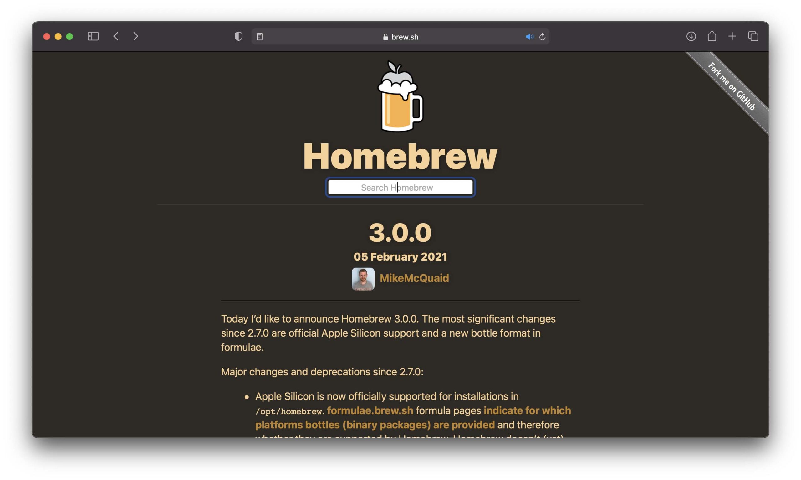Il gestore di pacchetti Homebrew ora con supporto nativo per Mac con Apple Silicon