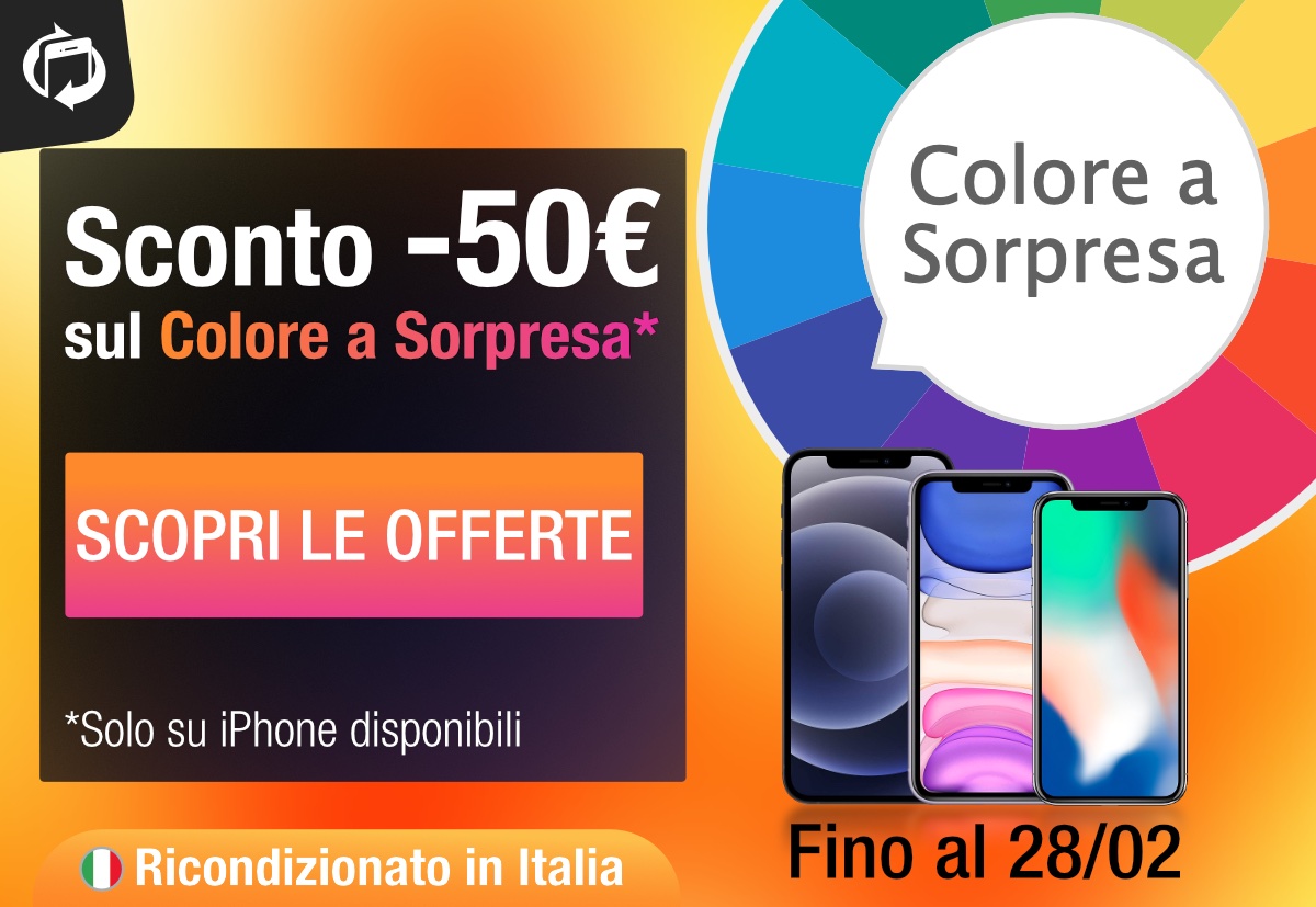 iPhone scontati di 50€ con il Colore a Sorpresa. Su TrenDevice solo fino al 28 Febbraio