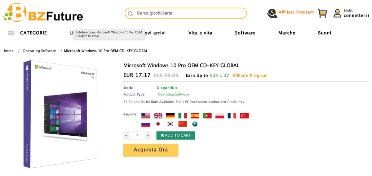 BZFuture sconta licenze Windows 10 e Office del 20% con un codice