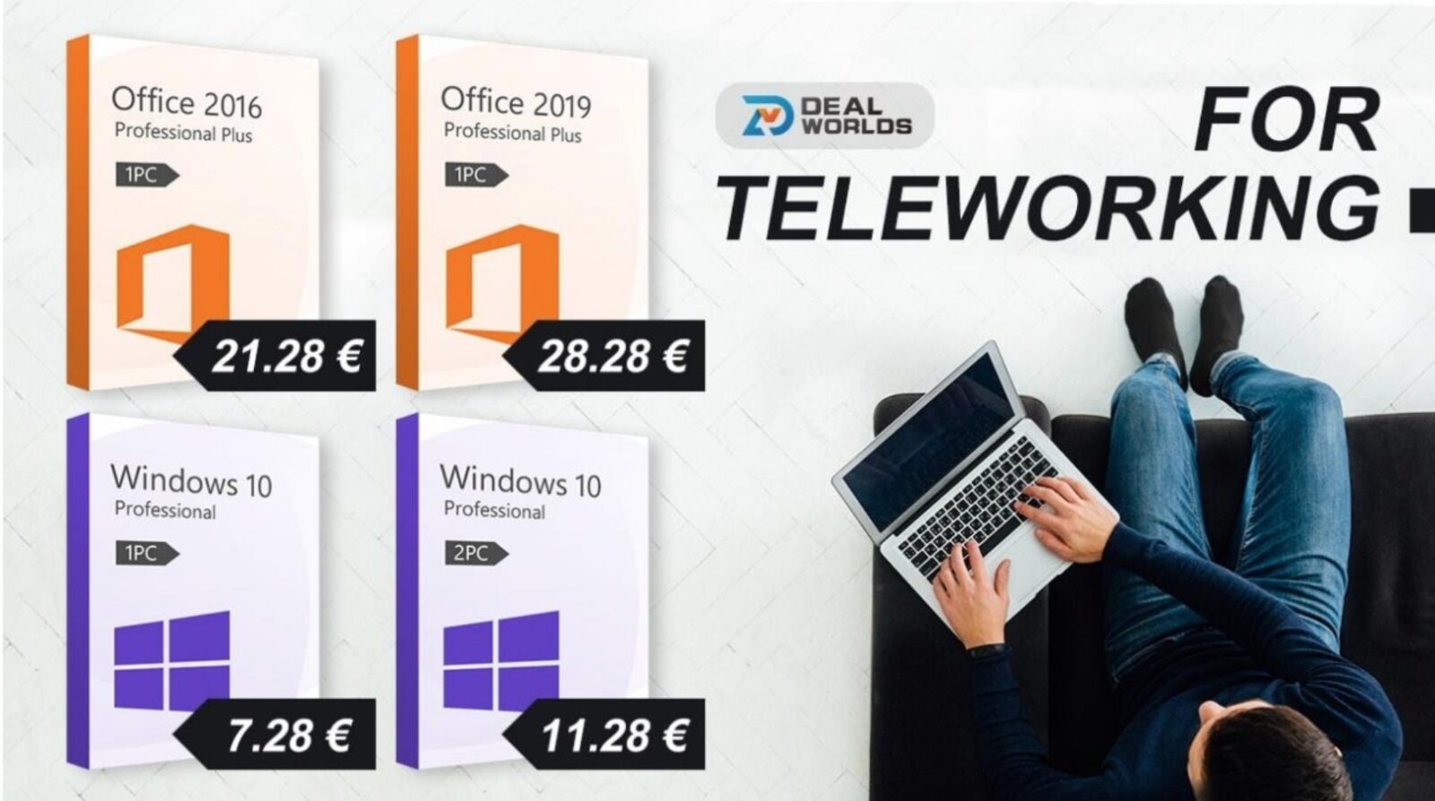 Offerta smart working Dealworlds: Windows 10 Pro da 5 €