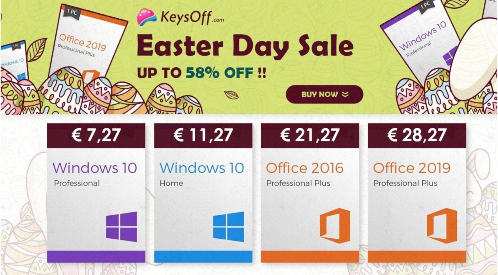 Sconti Pasquali Microsoft: Windows 10 Pro solo 5 €, Office 2019 Pro Plus solo 28 €