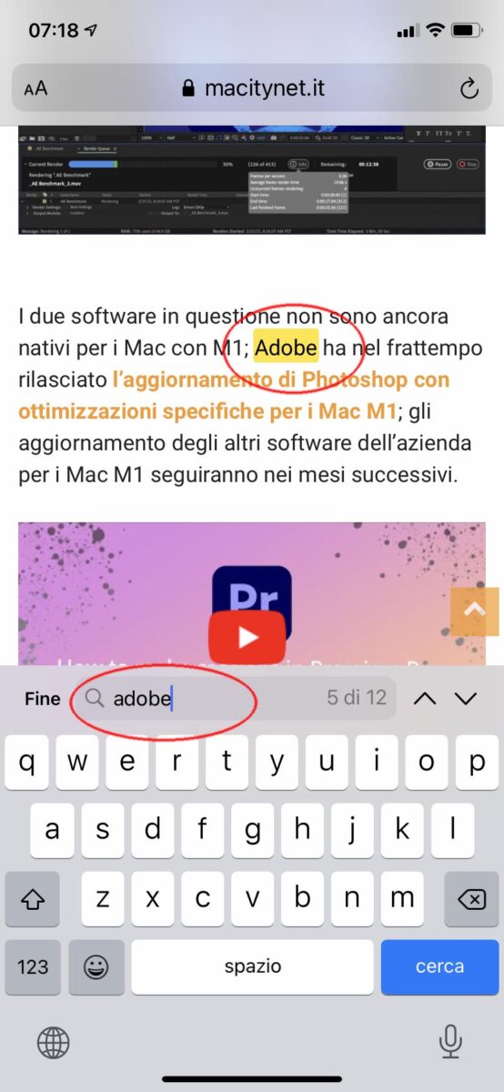 Come cercare una parola in una pagina web su iPhone e iPad