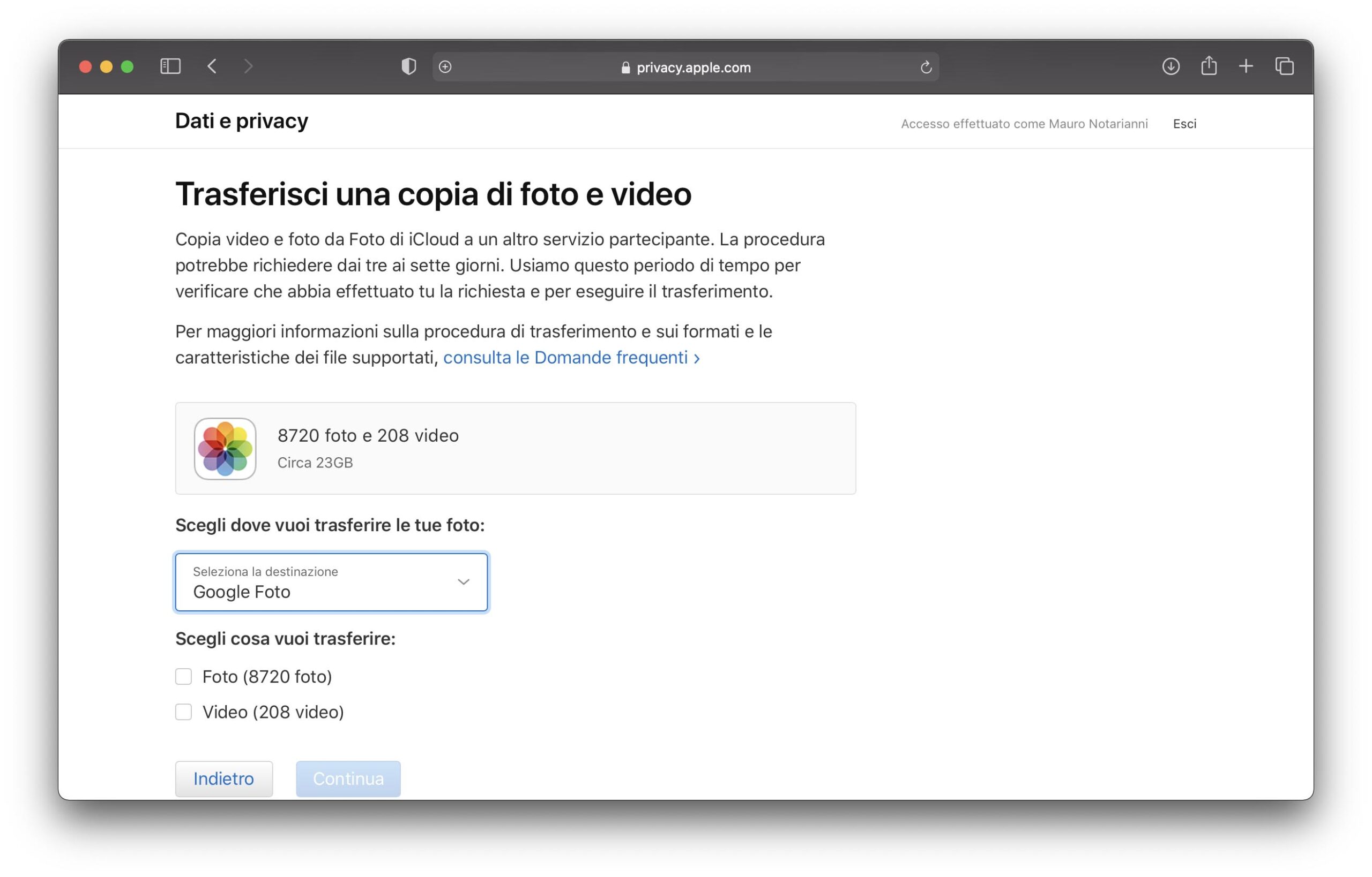 Trasferire foto e video da iCloud a Google Foto si fa con un servizio di Apple