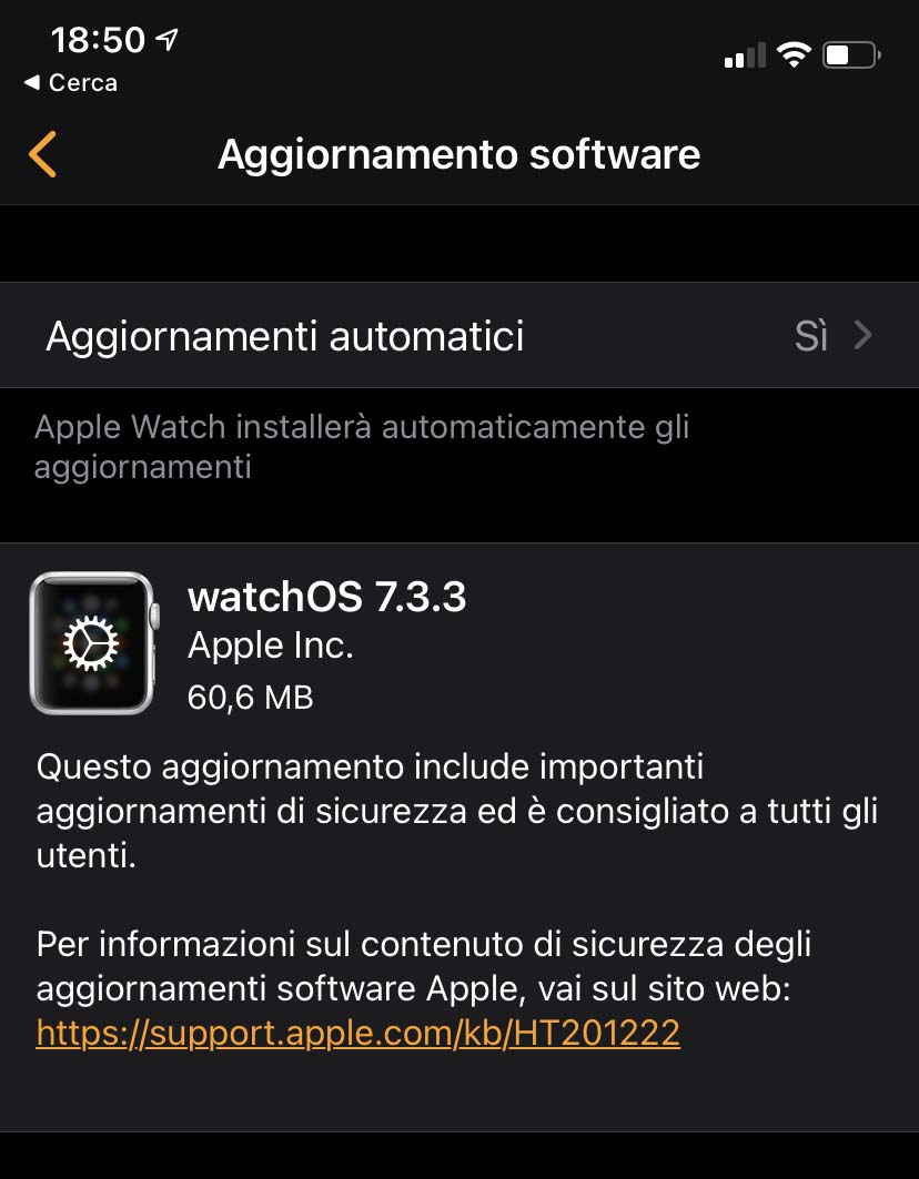 Disponibile aggiornamento a watchOS 7.3.3 con fix per la sicurezza Disponibile aggiornamento a watchOS 7.3.3 con fix per la sicurezza