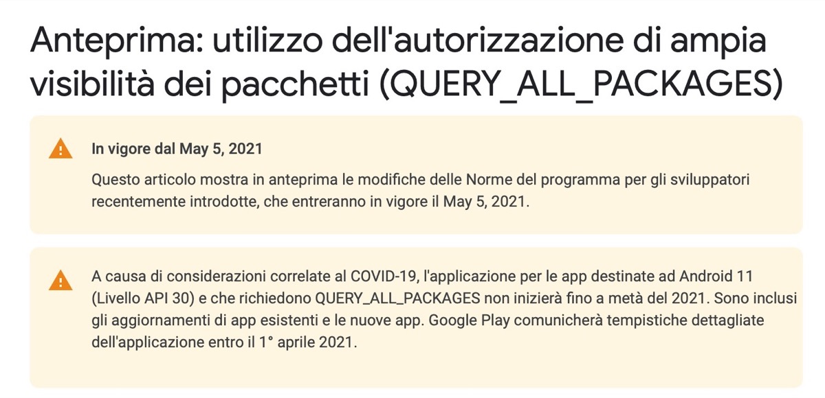 android nuove regole